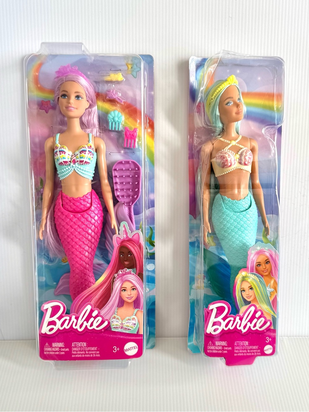 🩷NIB. Barbie Mermaid Dolls set, with Pink and Aqua Tails